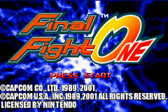 Final Fight One title screen for GameBoy Advance